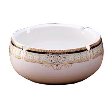 Imagem de Cinzeiros para Cigarros Azul e Branco Cerâmica Europeia Retro Sala de Estar Cinzeiro Boutique Grande Prático Cinzeiro de Cerâmica Elegante Personalidade Criativa Escritório Cinzeiro Redondo Decoração