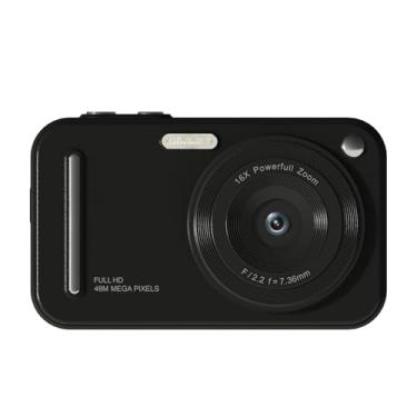 Imagem de Zopsc Câmera Digital 48MP 1080p UHD, Câmera de Selfie Anti Shake de Foco Automático Com Zoom de 16x, Cartão de Memória de 32 GB, Função da Webcam, para Viagens e Vlogging (Preto)