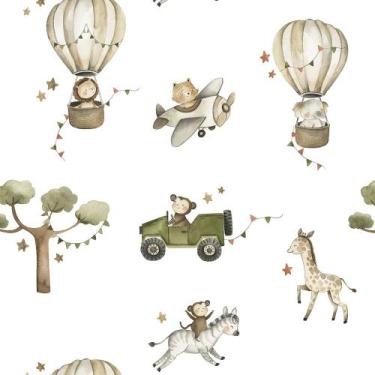 Imagem de Papel De Parede Animais Infantil Aquarela Adesivo Lavável Autocolante 