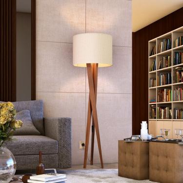 Imagem de Luminária Abajur Tripé De Chão Paris Retrô Moderna Bivolt - Bege