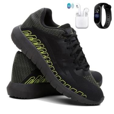 Imagem de Kit Tênis de Academia e Corrida Masculino Esporte Super Leve com Relógio e Fone-Masculino