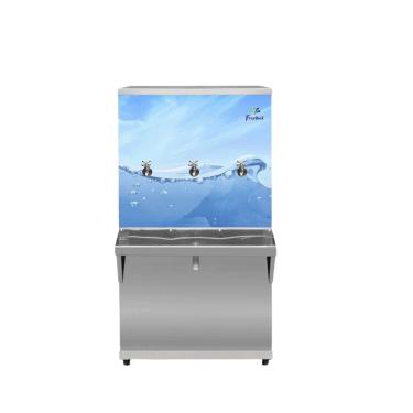 Imagem de Resfriador de Água Industrial Adesivado Com Compressor Frisbel 100 Litros RA10 com 3 Torneiras Alta Vazão, Termostato 7 Níveis e Filtro Completo