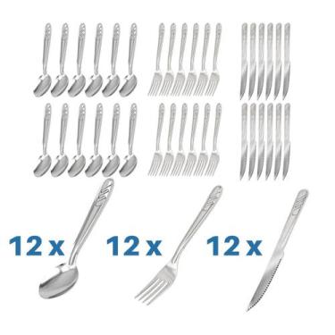 Imagem de Jogo Talheres De Mesa Aço Inox 36 Peças Garfo Faca Colher - DONA LAURA