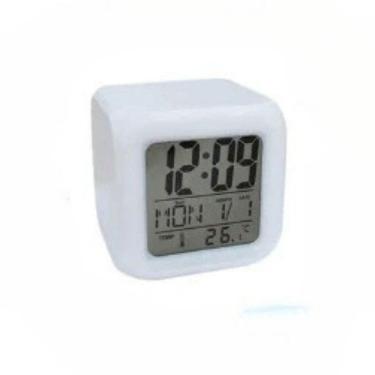 Imagem de Mini Relógio Despertador Digital Branco