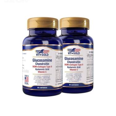 Imagem de Glucosamina, Condroitina, Colágeno Vitgold Kit 2X 60 Comp.
