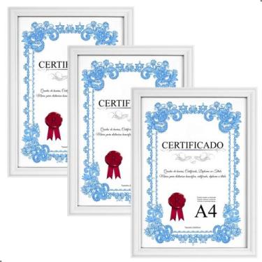 Imagem de Kit 3 Moldura Quadro A4 20x30 Porta Certificado Diploma Foto P/ Parede