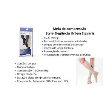 Imagem de Meia Sigvaris Urban 3/4 15-20 Mmhg 193B Preta - G