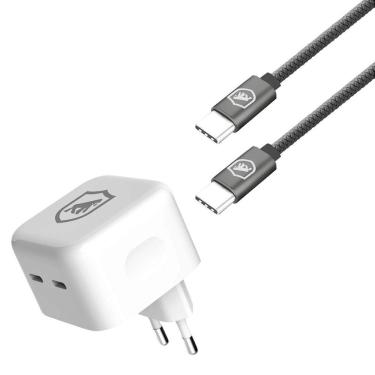 Imagem de Carregador Turbo Duplo Tipo C + 2UN Cabo Symetric - Tipo C / Tipo C - 1,5M - Gshield