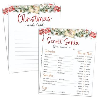 Imagem de Cartão de troca de presente secreto de Papai Noel de 20 x 25 cm - 20 peças de cartões de questionário de Natal de dois lados - casa, escritório, sala de aula, ideia de presente de festa de Natal para