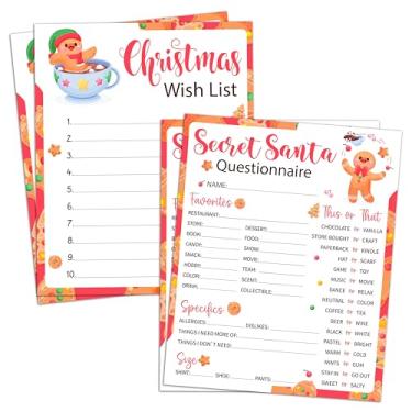 Imagem de Cartão de troca de presente secreto de Papai Noel de 20 x 25 cm - 20 peças de cartões de questionário de Natal de dois lados - casa, escritório, sala de aula, ideia de presente de festa de Natal para