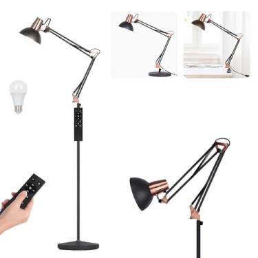 Imagem de Lâmpada de piso de LED, lâmpada giratória de metal vintage, 3 modos de uso - luminária de chão, luminária de mesa e clipe, lâmpada de leitura arquitetônica para quartos, escritórios e estúdios