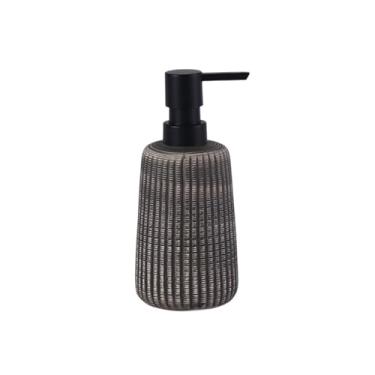Imagem de Dispensador de sabão Dispensador de sabonete cerâmica listrado 400 ml para bancada, cozinha, banheiro, loção, bomba, garrafa(Preto)