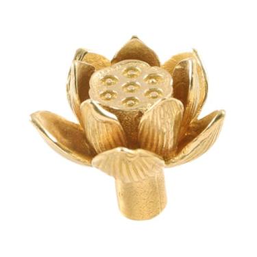 Imagem de Baoblaze Puxador de armário Lotus Seedpod, maçaneta de porta de cobre, puxador de gaveta de latão decorativo multiuso para cozinha, Ouro
