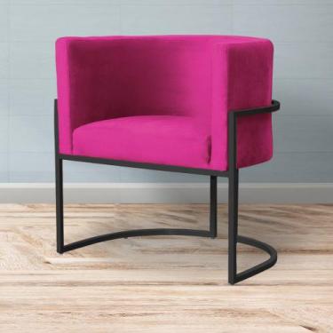 Imagem de Poltrona Decorativa Recepção Base Preta Luna Veludo - Straso Móveis, V