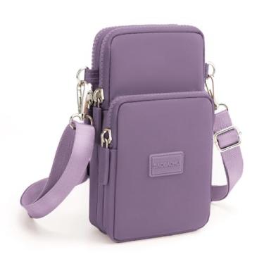 Imagem de Bolsa transversal para celular feminina, mini bolsas para celular, carteira de pulso, bolsa de ombro, bolsa de braço bolsa de viagem, Roxo claro, Large, Bolsa transversal pequena
