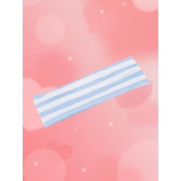 Imagem de Bandanas elásticas antiderrapantes para mulheres, faixas de cabelo esportivas estilosas, faixas de cabelo de tecido macio para exercício, listras azuis