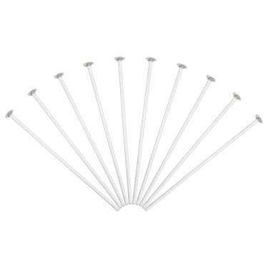 Imagem de Pinos de clipe de conector de lustre, pacote com 100 pinos de cobre prisma de substituição de 2,5 mm OD x 50 mm C para fixação de peças de cristais Suncatcher, prata