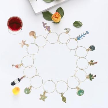 Imagem de Conjunto de 15 pingentes de taça de vinho, marcadores para taças de caule, identificadores de bebidas, etiquetas temáticas de taça de vinho para decoração de festa