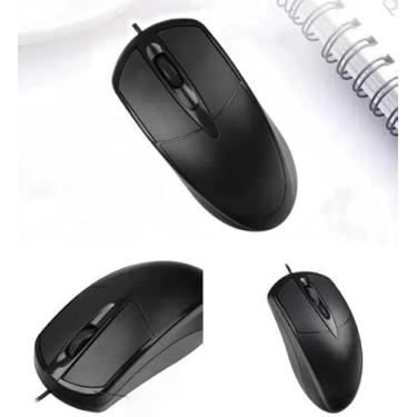 Imagem de Mouse com fio para computador e laptop, mouse com fio USB, uso à mão direita ou esquerda - preto