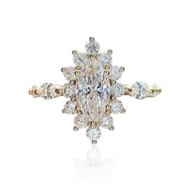 Imagem de Anéis de noivado de zircônia cúbica branca banhada a ouro, alianças de compromisso, festas noturnas, presentes de dia dos namorados, alianças de eternidade para mulheres, 8, Cobre, Sem pedra preciosa