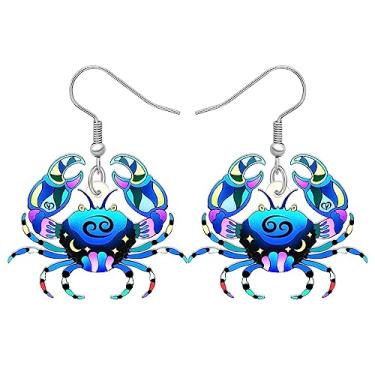 Imagem de Brincos de acrílico azul caranguejo do zodíaco com pingente de água para mulheres, pingentes de presentes de declaração, Medium, Acrílico, Sem pedra preciosa