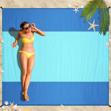 Imagem de Cobertor de praia de nylon impermeável, à prova de areia, grande, 198 x 203 cm, adequado para 1 a 4 adultos, sem areia, extra grande, cobertor de praia, leve, macio, grande, tapete de piquenique para