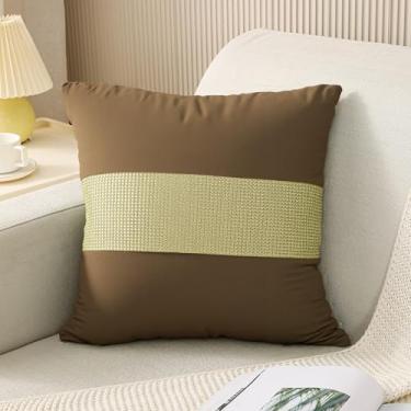 Imagem de Fronha decorativa de diamante dourado de alta qualidade com padrão geométrico para sofá, sofá, quarto, hotel (marrom)