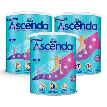 Imagem de Kit 3 Suplemento Alimentar Nestlé Ascenda Sem Sabor 800g