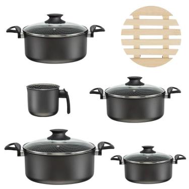 Imagem de Jogo De Panelas 05 Pçs Antiaderentes + 05 Descansos Panela