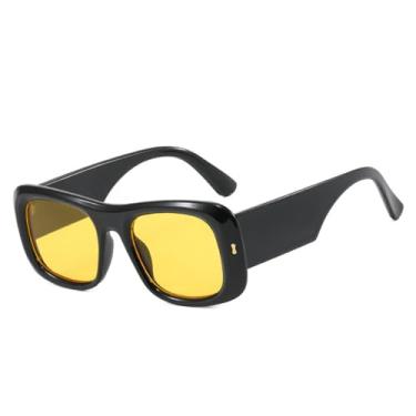 Imagem de Óculos de Sol Feminino Candy Color com Rebites, Hastes Largas e Lentes Degradê UV400 para Esportes ao Ar Livre, Corrida e Ciclismo, Preto e Amarelo