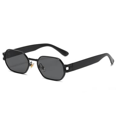 Imagem de Óculos de Sol Candy Color Feminino Punk Oval Masculino Metal UV400 para Esportes ao Ar Livre, Corrida e Ciclismo, Preto e Cinza