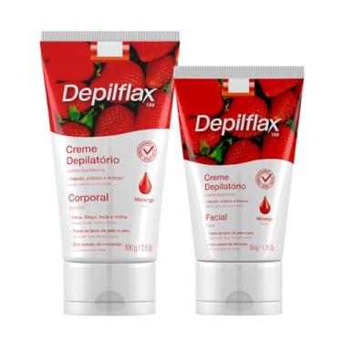 Imagem de Kit Creme Depilatório Facial 50g + Corporal Depilflax Morango 100g