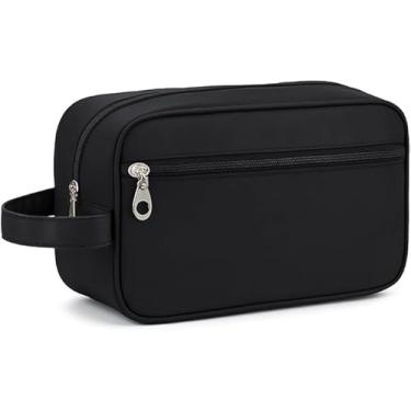 Imagem de Kirk Necessaire Masculina Viagem (Bolsa de Toilette) Nylon Impermeável, Alça Lateral, 2 Compartimentos, Organizador de Higiene Executivo para Shampoo, Barba e Perfume (Preto)
