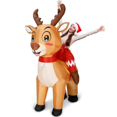 Imagem de VioraWhite Fantasia inflável de rena de Natal para adultos, fantasia inflável, para homens e mulheres, cosplay