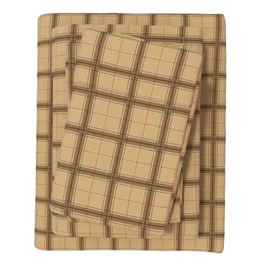 Imagem de Great Bay Home Jogo de lençóis de flanela Queen Size - 100% algodão turco, escovado, xadrez e listrado - ultramacio, aconchegante, conjunto de cama de 4 peças (xadrez xadrez - cinza-acinzentado/verde