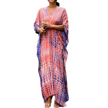 Imagem de Vestido kaftan SMUDGE Life para mulheres plus size roxo de verão