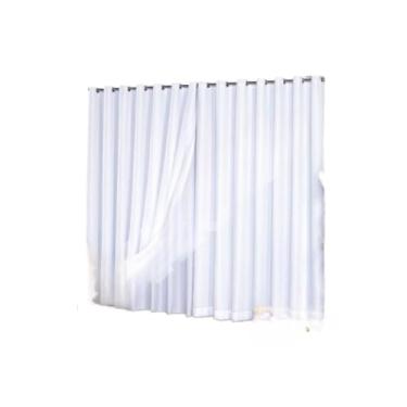 Imagem de Cortina Voil Gaze De Linho 3,00 x 2,20/2,30/2,40/2,50/2,60/2,70/2,80 C/forro Blackout Grosso Original(LINHO BRANCO,2,40)