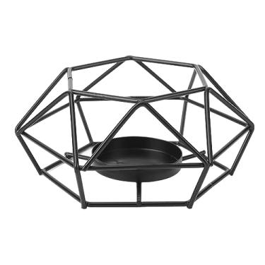 Imagem de Suporte de vela de fio de metal vintage retro decorativo suporte de vela para lareira mesa lateral pátio entrada varanda ferro acabamento preto