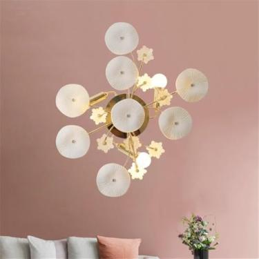 Imagem de Luminária de parede contemporânea em cerâmica com flor de rosa, LED, estilo campestre francês, criativa, para sala de estar, restaurante, quarto, menina, casa de campo, corredor, cabeceira (