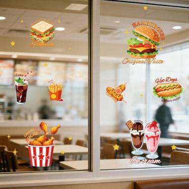 Imagem de ANATTASOUL Adesivos de janela estática Fast Food, 1 folha reutilizável para vidro, 120 cm x 30 cm, adesivo de janela dupla face removível para quarto, escritório, decoração de casa