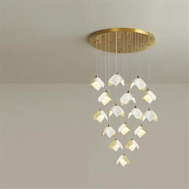 Imagem de Luminária pendente LED contemporânea para duplex, ideal para sala de estar, restaurante, quarto, villa, hotel, com design giratório e 16 lâmpadas (BA)