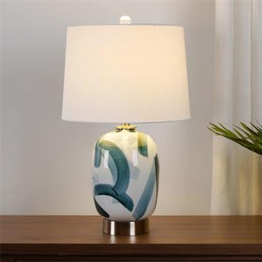 Imagem de Luminária de mesa contemporânea de cerâmica, estilo americano, luxuosa, com LED, para sala de estar, quarto, escritório, casa de campo, hotel ou mesa de cabeceira (Estilo 269A)