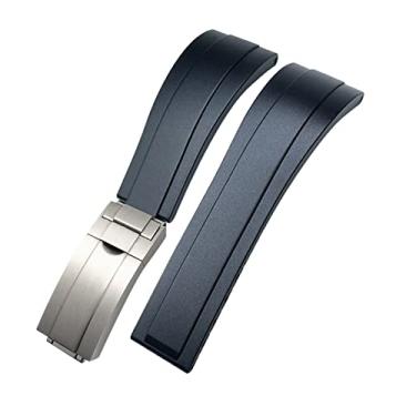 Imagem de WYUYIWH Pulseira de relógio de borracha de 20 mm e 21 mm para Rolex Daytona Submariner GMT Yacht-Master OYSTERFLEX Pulseira de silicone com fivela de implantação