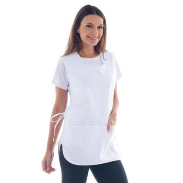 Imagem de Bata Jaleco Avental Tecido Oxford com Bolsos Amarração e Ajuste Latera