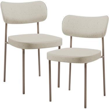 Imagem de Kit 02 Cadeiras Para Sala De Jantar Melina Base Arena L02 Linho Champagne - Lyam Decor