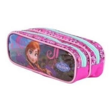 Imagem de Estojo escolar infantil duas divisões Frozen Disney 60213, Rosa