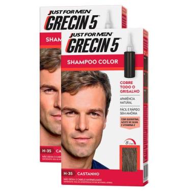 Imagem de Kit 2 Grecin 5 Shampoo Color Tonalizante Castanho 60ml