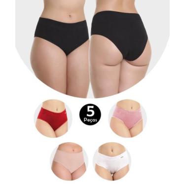 Imagem de Kit 5 Calcinha IMI Lingerie Pós Parto Algodão Gestante Maternidade Cós