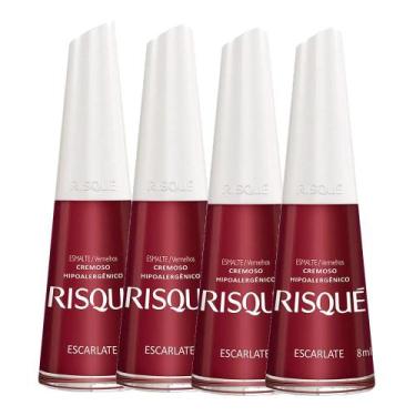 Imagem de Kit 4 Esmalte Risqué Cremoso Escarlate 8ml