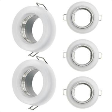 Imagem de Kit 5 Spot Taschibra Redondo Embutir Vidro Jateado Sp23 Mr16 Bivolt